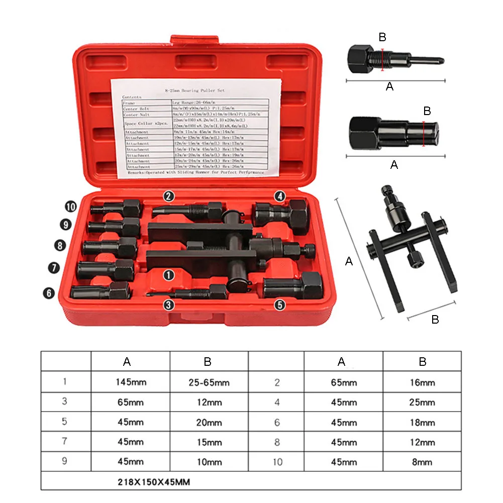 Motorcycle Gear Garage Storage - 10pcs Bearing Puller Set Two-Jaw Extractor