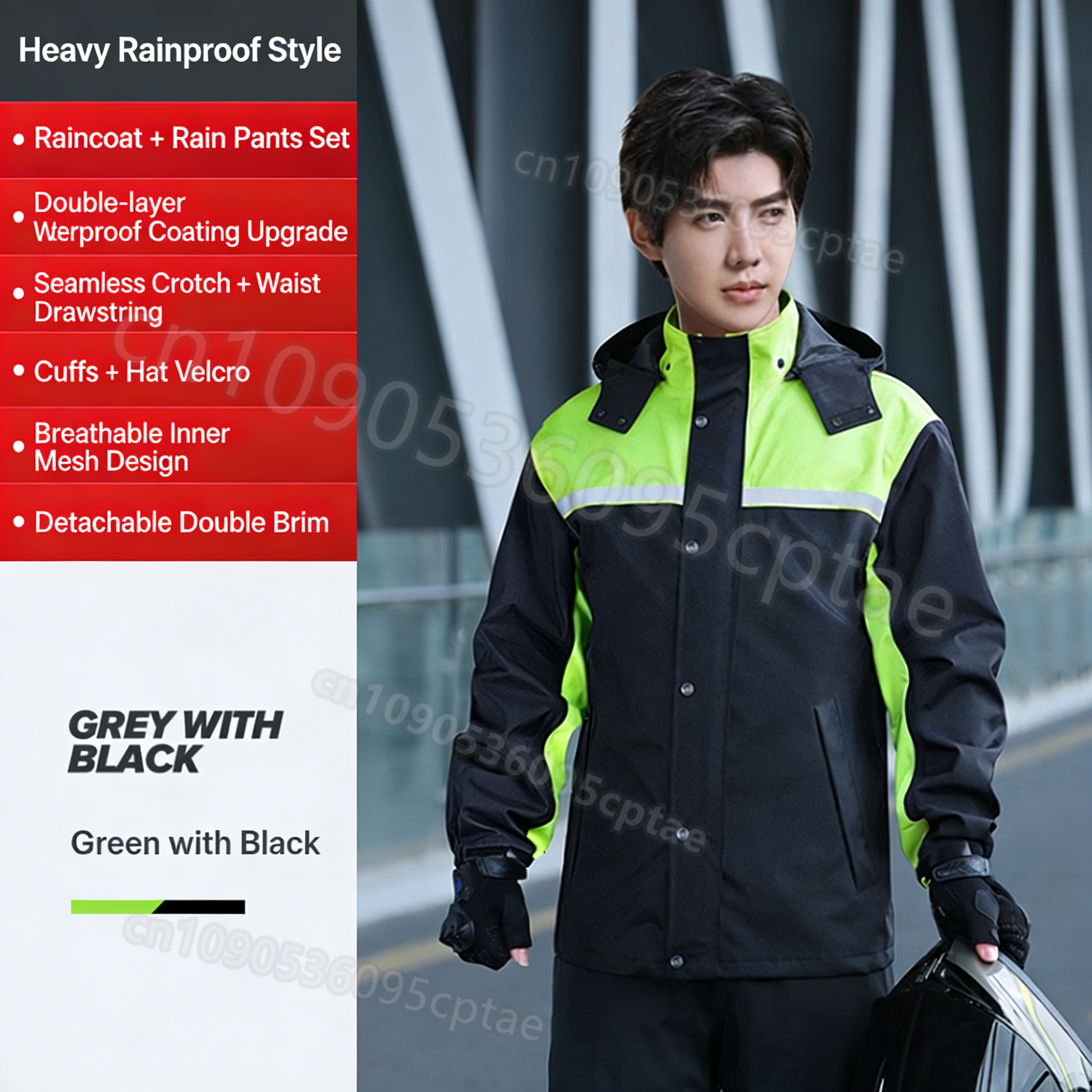 Motorcycle Rain Suit - Raincoat Rain Pants Suit Men's Split